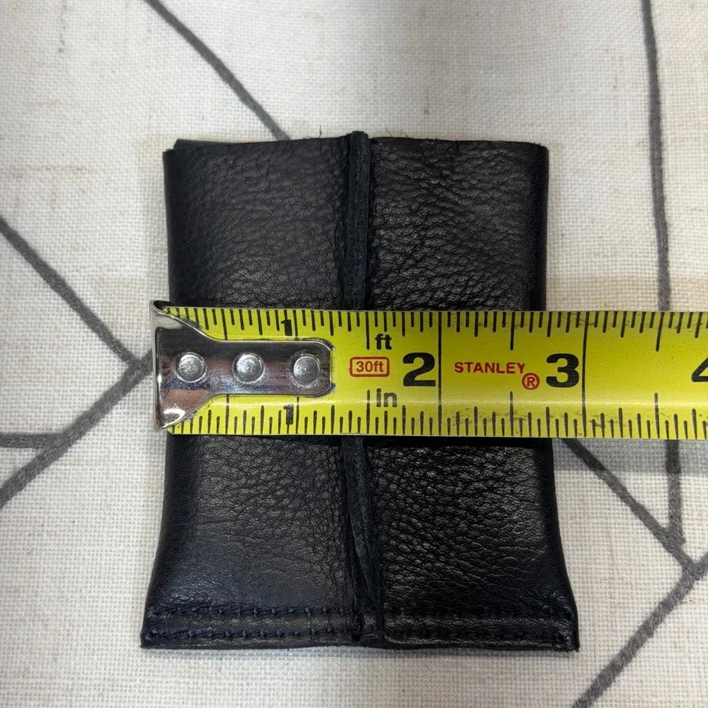Latico Leather Card Case Pouch OS Black Snap Closure Pebbled Minimalist